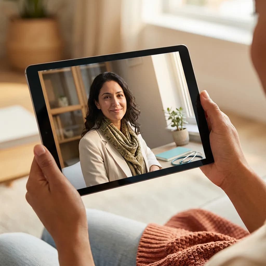 Healthcare professional providing a virtual consultation