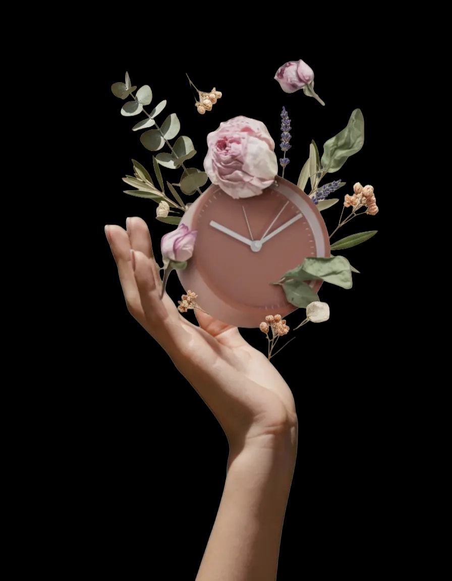 Woman presenting a cycle-inspired sculpture